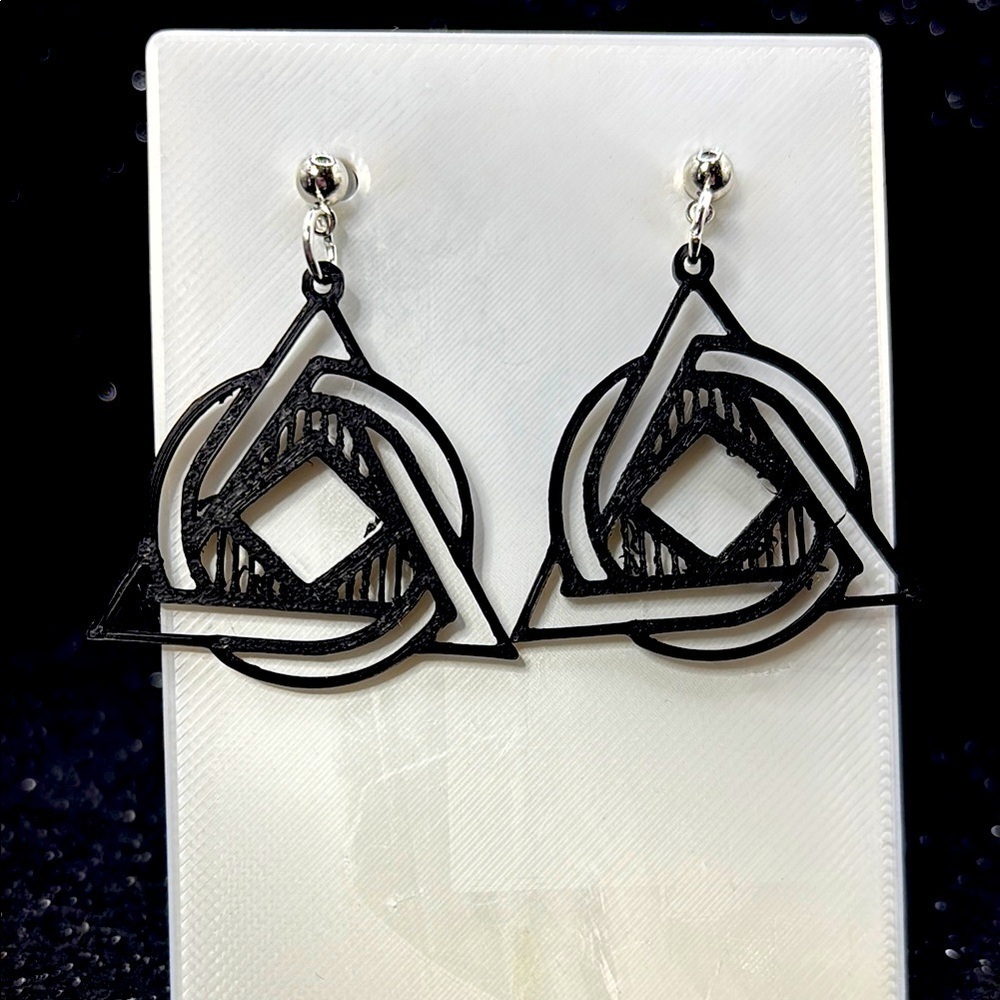 Geometric Black and Silver Earrings